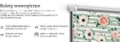 Vidiniai užtemdantys roletai langams Rožės ant žalių horizontalių juostelių