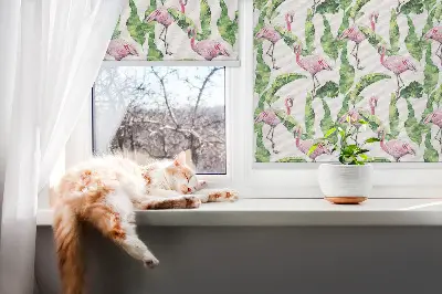 Užtemdantys roletai balkono durims Flamingos prie lapų