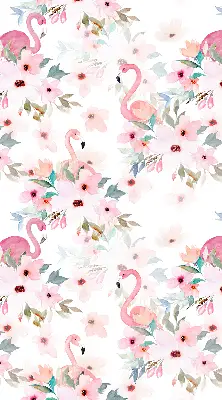 Vidiniai užtemdantys langų roletai Flamingos tarp gėlių