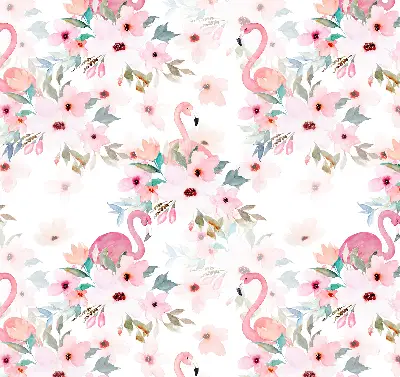 Vidiniai užtemdantys langų roletai Flamingos tarp gėlių
