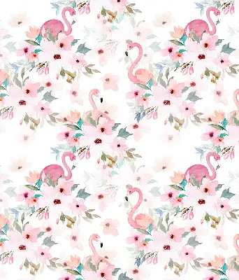Vidiniai užtemdantys langų roletai Flamingos tarp gėlių