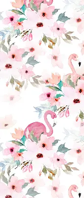 Vidiniai užtemdantys langų roletai Flamingos tarp gėlių