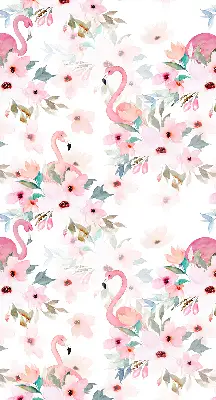 Vidiniai užtemdantys langų roletai Flamingos tarp gėlių
