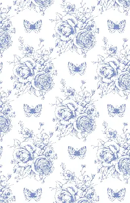 Užtemdantys roletai langams Mėlynos gėlės ir drugeliai
