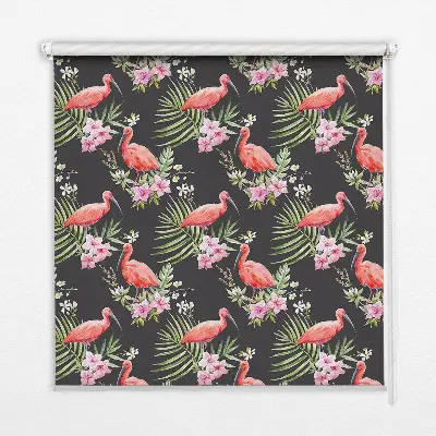 Medžiaginiai užtemdantys roletai Flamingos ant augalų