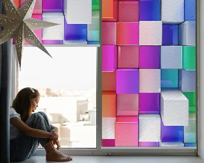 Vidiniai užtemdantys roletai Spalvingi 3D kubeliai