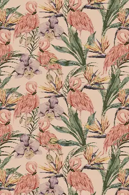 Vidiniai užtemdantys roletai langams Flamingos ir gėlės