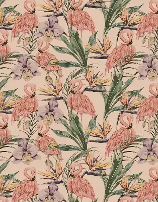 Vidiniai užtemdantys roletai langams Flamingos ir gėlės