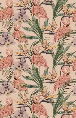 Vidiniai užtemdantys roletai langams Flamingos ir gėlės
