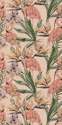 Vidiniai užtemdantys roletai langams Flamingos ir gėlės