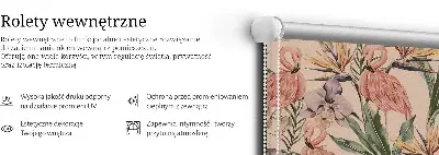 Vidiniai užtemdantys roletai langams Flamingos ir gėlės
