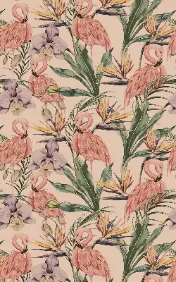 Vidiniai užtemdantys roletai langams Flamingos ir gėlės
