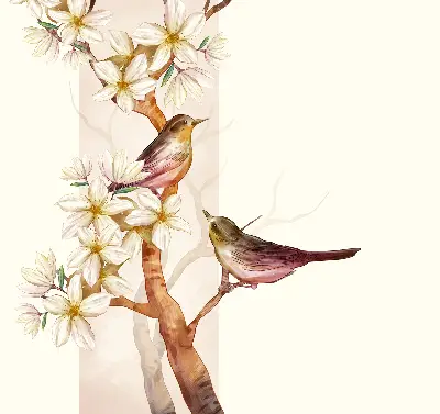 Užtemdantys roletai langams Paukščiai ant medžio su gėlėmis