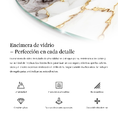 Apvalus stiklinis stalviršis Elegantiška juoda