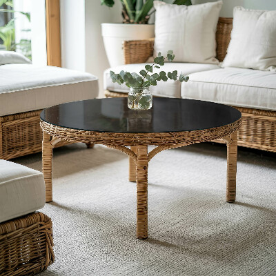 Apvalus stiklinis stalviršis Elegantiška juoda