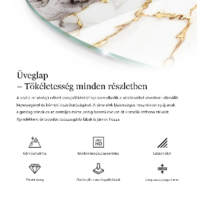 Apvalus stiklinis stalviršis Elegantiška juoda