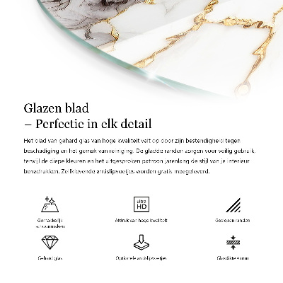 Apvalus stiklinis stalviršis Elegantiška juoda