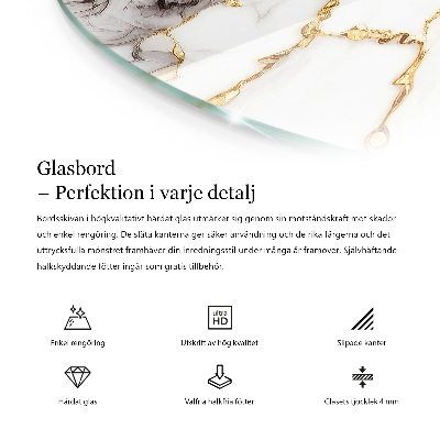 Apvalus stiklinis stalviršis Elegantiška juoda