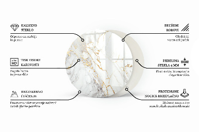 Apvalus stiklinis stalviršis Elegantiška juoda