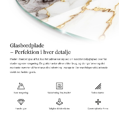 Apvalus stiklinis stalviršis Elegantiška juoda