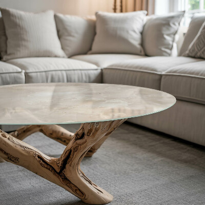 Apvalus stiklinis stalviršis Marmuro grafinė kompozicija