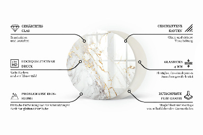 Apvalus stiklinis stalviršis Dekoratyvinės mozaikos su detalėmis