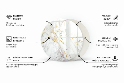 Apvalus stiklinis stalviršis Dekoratyvinės mozaikos su detalėmis