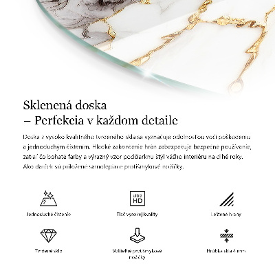 Apvalus stiklinis stalviršis Dekoratyvinės mozaikos su detalėmis