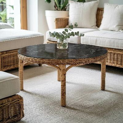 Apvalus stiklinis stalviršis Marmuras su subtiliomis gyslomis