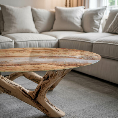 Apvalus stiklinis stalviršis Mediena, deranti su derva