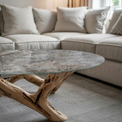 Apvalus stiklinis stalviršis Stilingas marmuro raštas