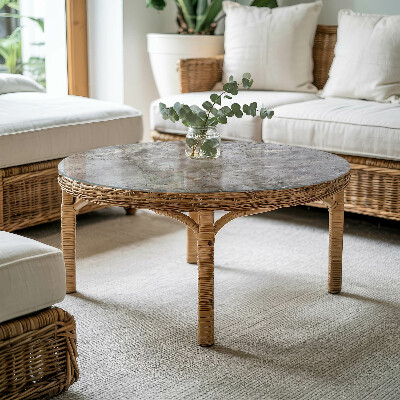 Apvalus stiklinis stalviršis Stilingas marmuro raštas