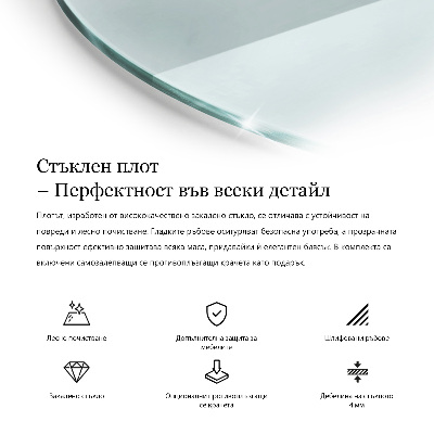 Apvalus stalviršis skaidrus