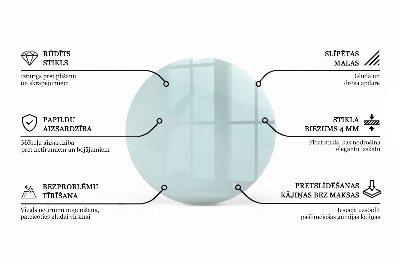 Apvalus stalviršis skaidrus