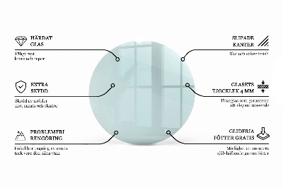 Apvalus stalviršis skaidrus