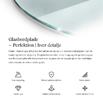 Apvalus stalviršis skaidrus