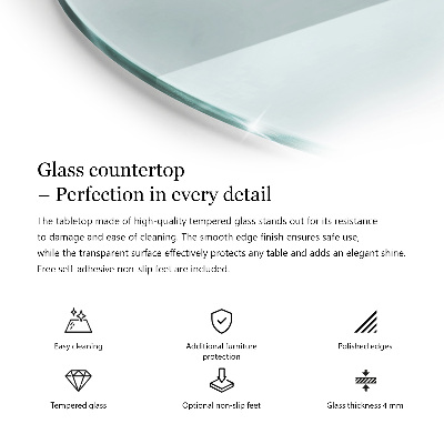 Apvalus stalviršis skaidrus