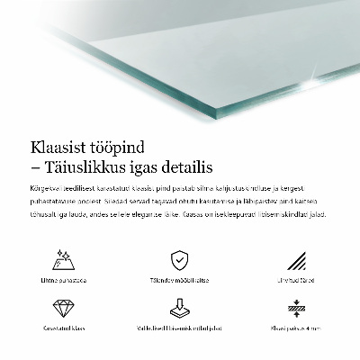 Stačiakampis stalviršis stalui skaidrus