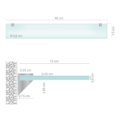 Stiklinė lentynėlė Pusiau permatoma