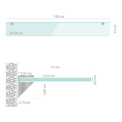 Stiklinė lentynėlė Pusiau permatoma
