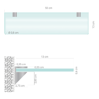 Stiklinė lentynėlė Pusiau permatoma