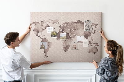 Kamštinė lenta Akvarelės pasaulio žemėlapis