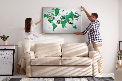 Kamštinė lenta Akvarelinis žalias žemėlapis