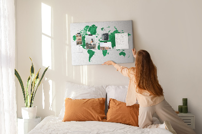 Kamštinė lenta Akvarelinis žalias žemėlapis
