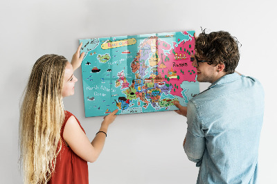 Magnetinė lenta vaikams Europos žemėlapis