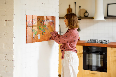 Magnetinė lenta vaikams Pasaulio žemėlapis su vėliavomis