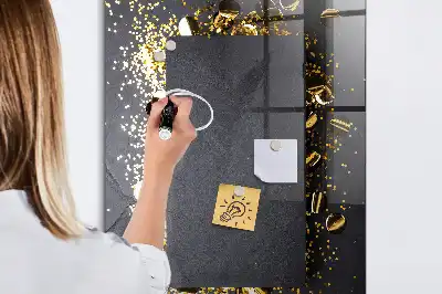 Magnetinė lenta su rašikliu auksiniai konfeti