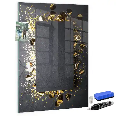 Magnetinė lenta su rašikliu auksiniai konfeti