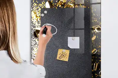 Magnetinė lenta su rašikliu auksiniai konfeti