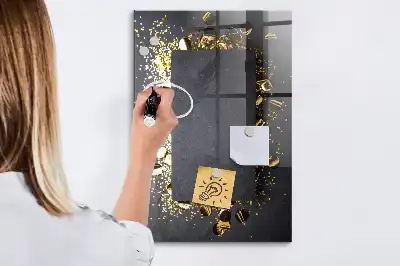 Magnetinė lenta su rašikliu auksiniai konfeti